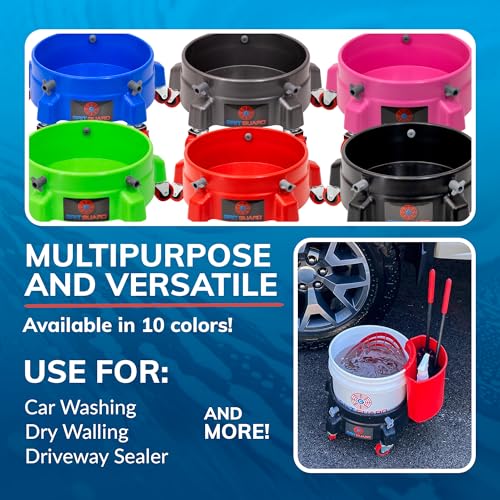 GRIT GUARD Bucket Dolly with Wheels - Rolling Detailing Wash Bucket with 5 Wheels and 2 Locking Casters Compatible with 2.5, 4, 5 and 6 Gallon Buckets (Blue, 2" Red Casters) - Image 5