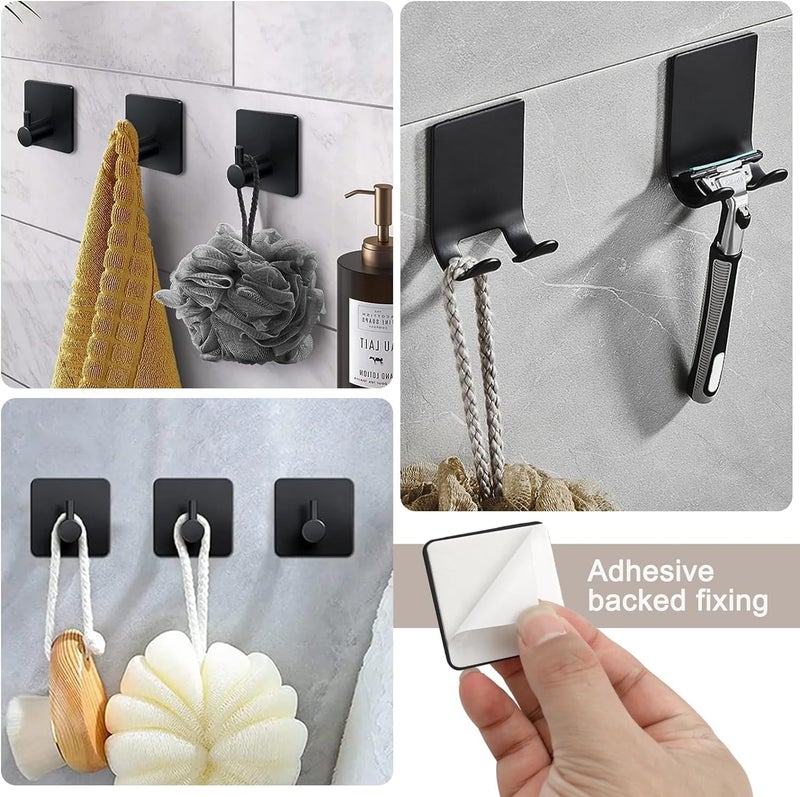 SAGREENY 7 PCS Bathroom Hardware Set, Matte Black Stainless Steel Bathroom Tower Rack Set Wall Mounted Includes 16" Towel Bar, Toilet Towel Paper Holder, Towel Ring, 4 Robe Towel Hooks - Image 1