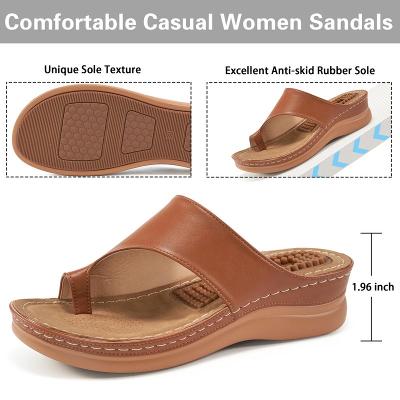 Aomigoct Womens Comfort Wedge Sandals: Soft Cushion & Orthopedic for All-Day Walking - Non-Slip 1.96" Heel for Stability - for Comfort Seekers - Image 4