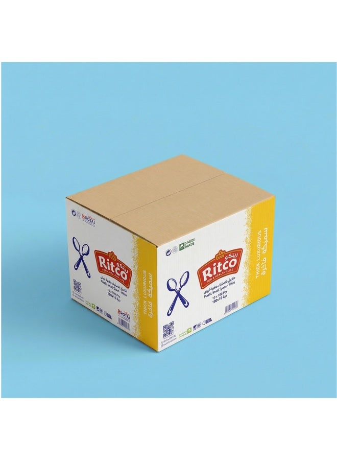 Ritco Carton Of White Plastic Teaspoons (1000 Teaspoons/Carton) - Image 1