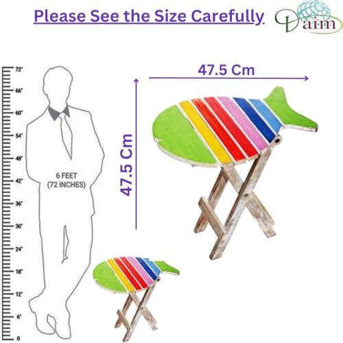 Daim® Beautiful Antique Wooden Side Table/end Table/Plant Stand/Stool Living Room Kids Play Furniture Table Fish Shape (Multi Colored, Hand Paint) - Image 5