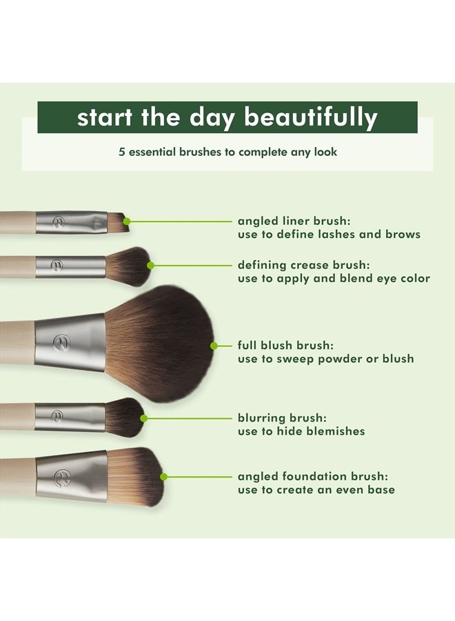 Ecotools Start The Day Beautifully Makeup Brush Kit, For Eyeshadow, Foundation, Blush, & Concealer, With Storage Tray, Travel Friendly Makeup Brush Staples, Eco Friendly, Cruelty Free, 6 Piece Set - Image 4