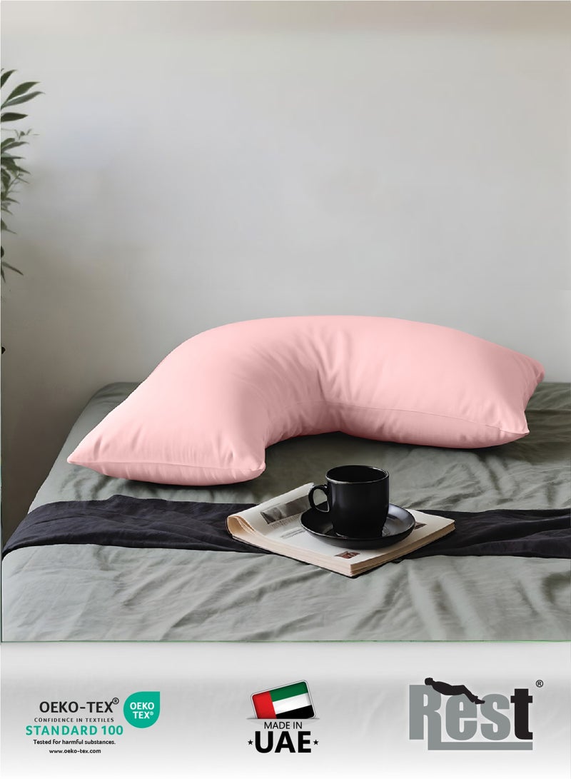 REST Maternity V-Shaped Extra Smooth Pillow 70x70cm Suitable for Neck and Back Support Sleeper Pillow Head Support Microfiber Pain Relief  Pink - Image 4