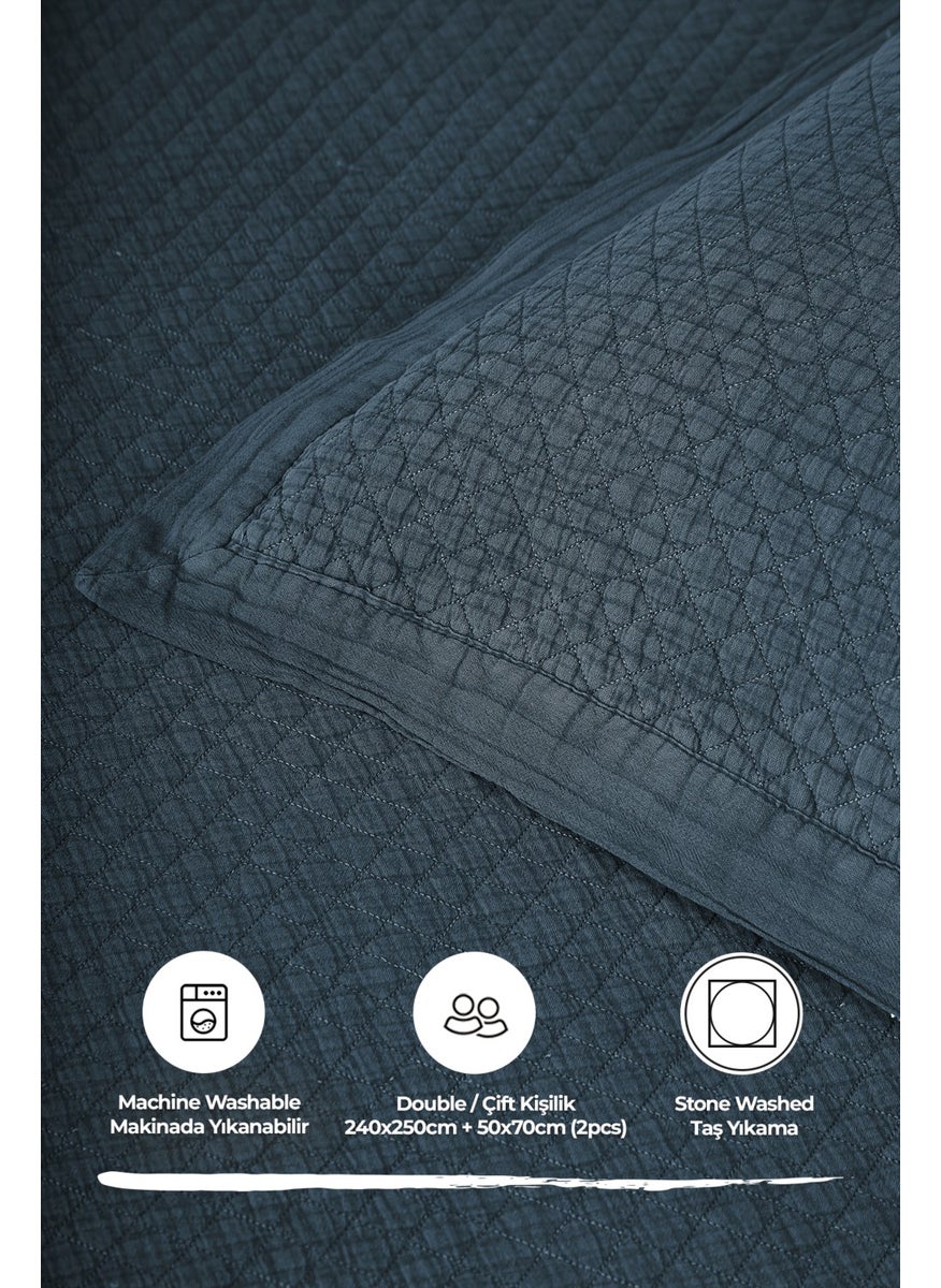 Evlen Home Collection - Cotton Double Special Stone Washed Bedspread Luxury Soft Durable Modern Vitali - Image 1