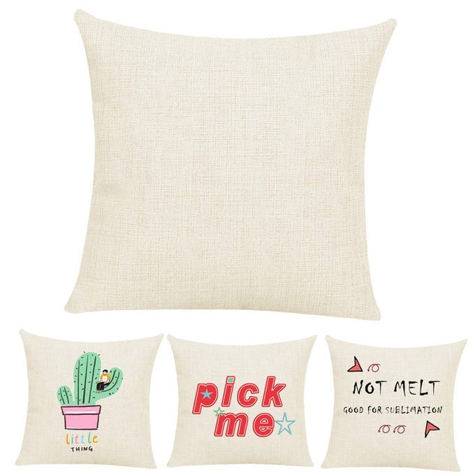 4 PCS SUBLIMATION BLANKS LINEN PILLOW CASES 16 X 16 INCH CUSHION COVER THROW PILLOW COVERS FOR CHAIR SOFA VINYL HTV WITH INVISIBLE ZIPPERS DIY BLANKS PILLOW CASE NO PILLOW INSERT