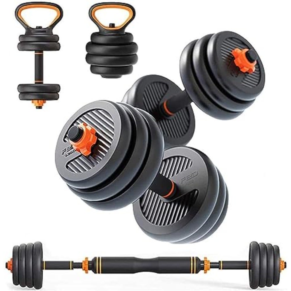 4-in-1 Adjustable Dumbbell Set 20 kg Strength Kit Home Gym Fitness Equipment Steel Construction with Ergonomic Handles EM-9268-20