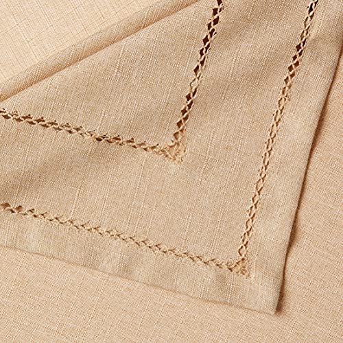 Violet Linen Hem Stitch Embroidered Vintage Design Tablecloth Oatmeal 60" by 84" Oblong/Rectangle - Image 3