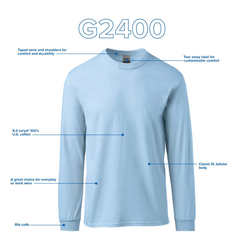 Gildan Unisex Adult Ultra Cotton Long Sleeve T-Shirt, Style G2400, Multipack, Light Pink (3-Pack), Medium US - Image 5