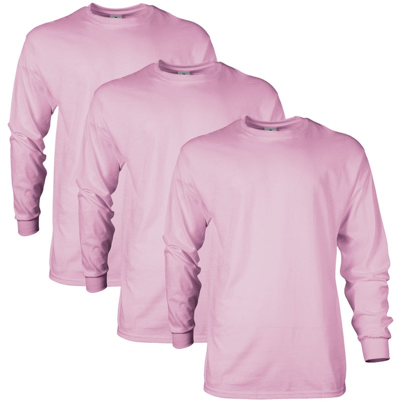 Gildan Unisex Adult Ultra Cotton Long Sleeve T-Shirt, Style G2400, Multipack, Light Pink (3-Pack), Medium US - Image 1