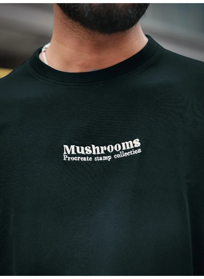 مانياك Maniac Mens Mushroom Acid Spray Round Neck 3/4th Sleeve Navy Cotton T-Shirt