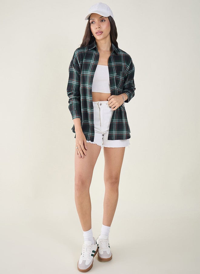 CHIMPAAANZEE Women Tartan Checks Checked Long Sleeves Shirt - Image 2