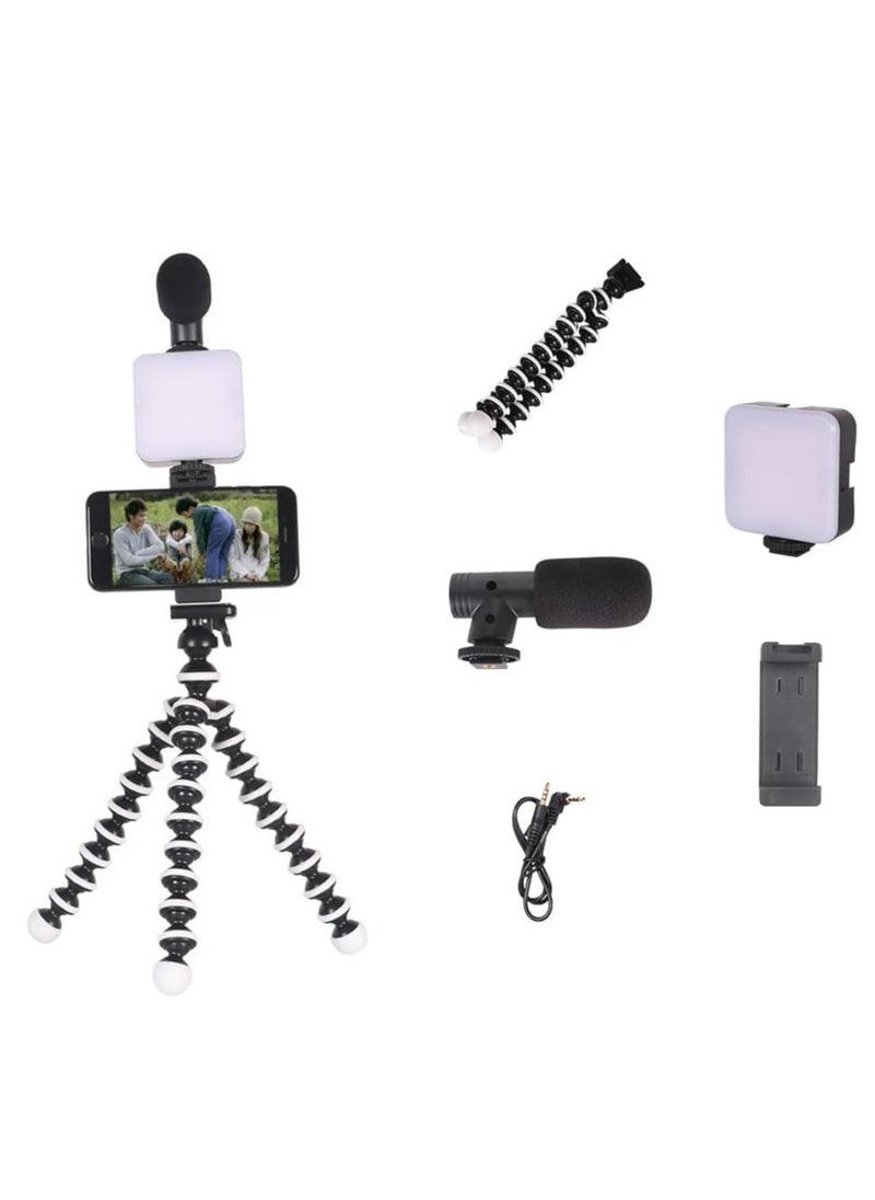 Generic Smartphone Vlogging Kit with Tripod, Shotgun Microphone, LED Fill Light, and Holder – Compatible with iPhone & Android – Ideal for YouTube and Podcasts  - Image 1