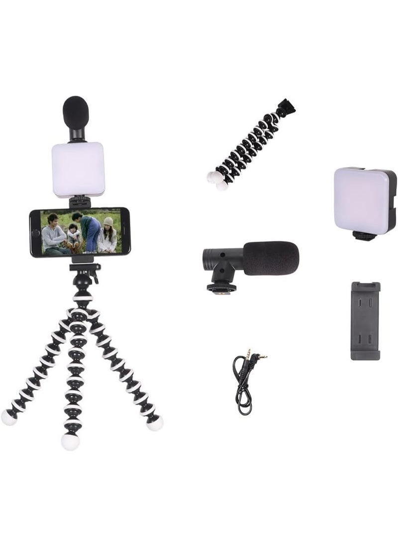 Generic Smartphone Vlogging Kit with Tripod, Shotgun Microphone, LED Fill Light, and Holder – Compatible with iPhone & Android – Ideal for YouTube and Podcasts  - Image 3