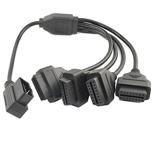 OLLGEN 1.64 Feet 50cm OBD II OBD2 16 Pin Right Angle 1 Male Splitter to 4 Female Extension Cable Car Diagnostic Extender Cord Adapter … - Image 3