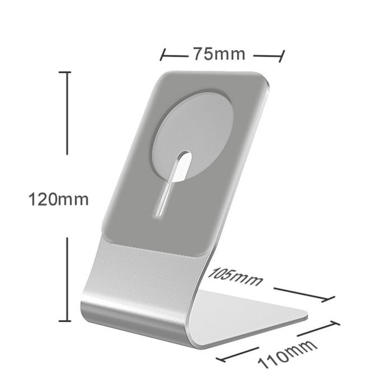 MagSafe Stand: Grey Aluminum Alloy - Anti-Slip Silicone Pads Hands-Free Phone Holder for Video Calls, Reading, Movie Viewing - Image 2