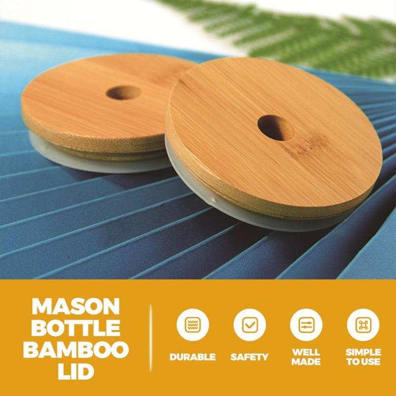 غطاءات برطمان GANAZONO (8 قطع) للبرطمانات الزجاجية من نوع Mason، مزودة بفتحة للقشة، ذات فتحة واسعة، مناسبة للاستخدام في المطبخ وتخزين المشروبات - Image 5