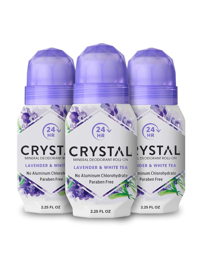 Crystal CRYSTAL Deodorant Aluminum Free Mineral Deodorant Roll-On for Women & Men, Lavender & White Tea - Paraben Free - Certified Cruelty Free & Vegan Deodorant - Prevents Odor Up to 24 Hours ,2.25 Fl Oz (Pack of 3),21661-3 - Image 1