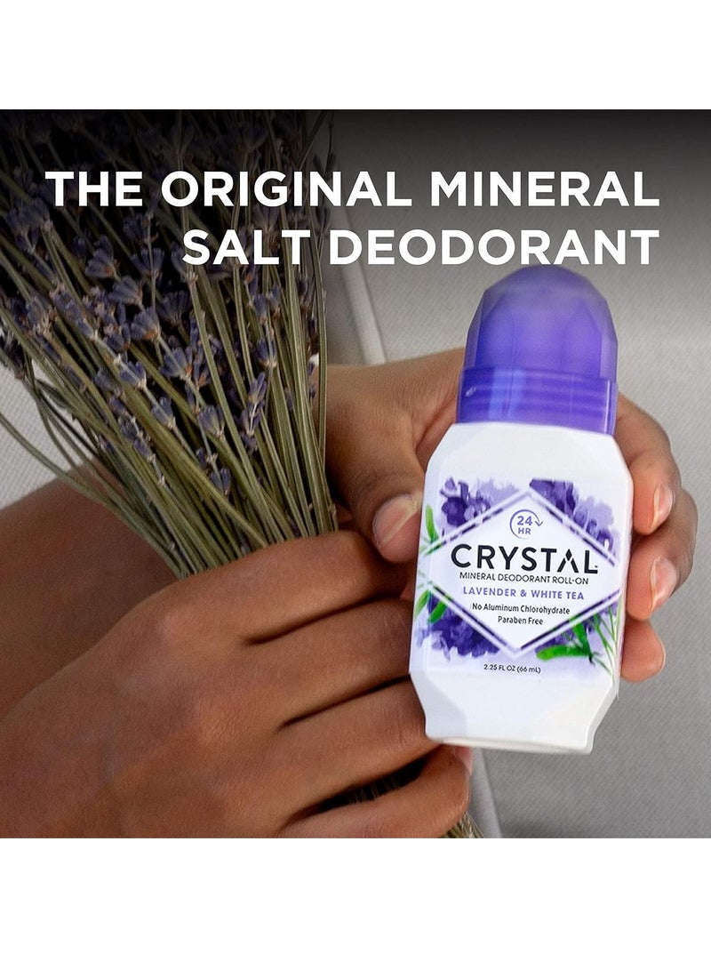Crystal CRYSTAL Deodorant Aluminum Free Mineral Deodorant Roll-On for Women & Men, Lavender & White Tea - Paraben Free - Certified Cruelty Free & Vegan Deodorant - Prevents Odor Up to 24 Hours ,2.25 Fl Oz (Pack of 3),21661-3 - Image 2