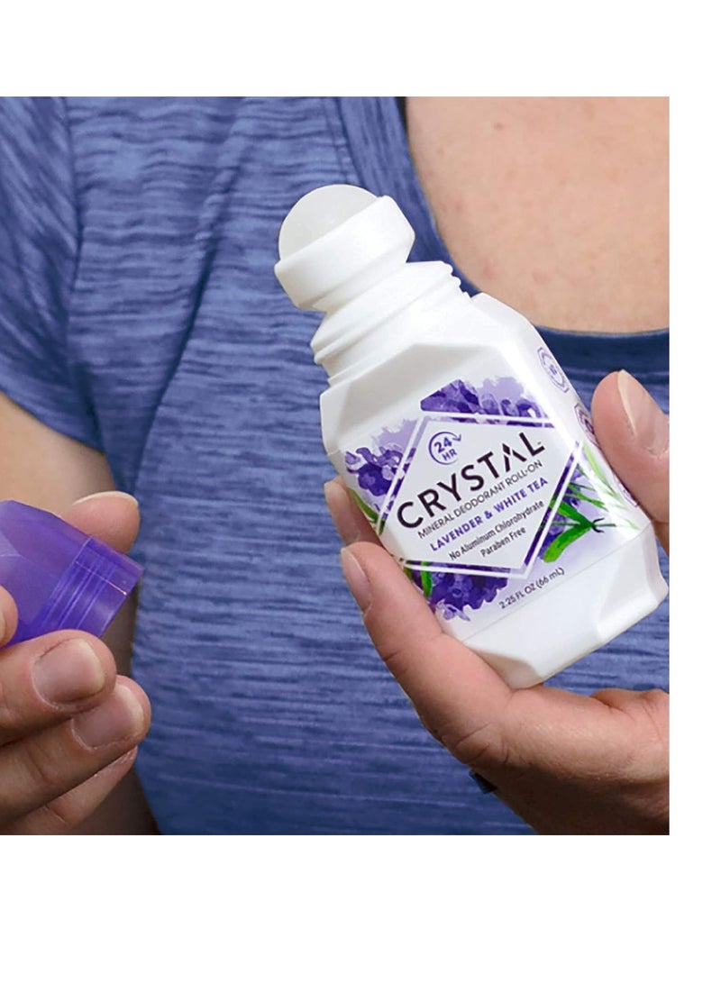 Crystal CRYSTAL Deodorant Aluminum Free Mineral Deodorant Roll-On for Women & Men, Lavender & White Tea - Paraben Free - Certified Cruelty Free & Vegan Deodorant - Prevents Odor Up to 24 Hours ,2.25 Fl Oz (Pack of 3),21661-3 - Image 4