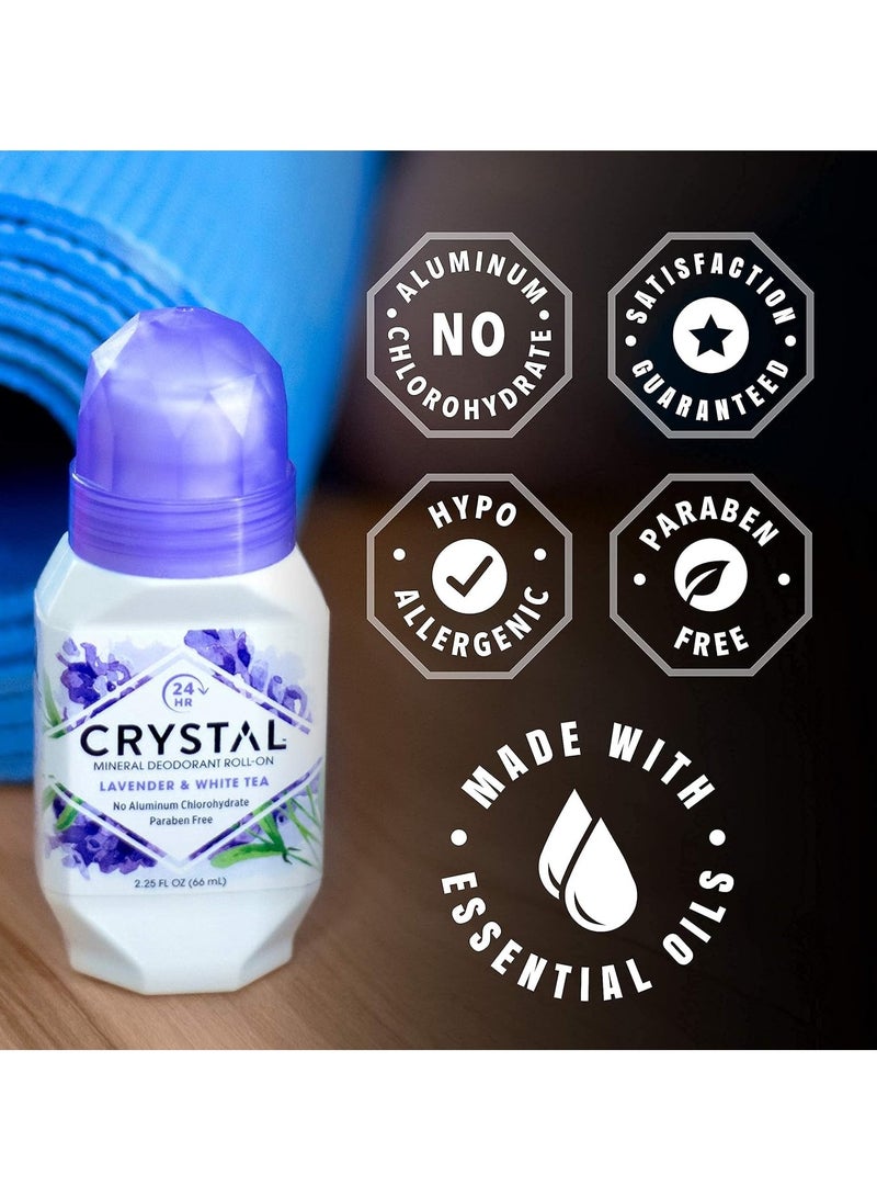 Crystal CRYSTAL Deodorant Aluminum Free Mineral Deodorant Roll-On for Women & Men, Lavender & White Tea - Paraben Free - Certified Cruelty Free & Vegan Deodorant - Prevents Odor Up to 24 Hours ,2.25 Fl Oz (Pack of 3),21661-3 - Image 3