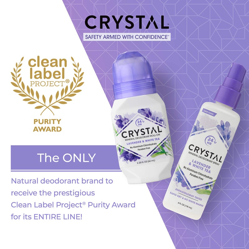 CRYSTAL ESSENCE CRYSTAL Deodorant Aluminum Free Mineral Deodorant Roll-On for Women & Men, Lavender & White Tea - Paraben Free - Certified Cruelty Free & Vegan Deodorant - Prevents Odor Up to 24 Hours ,2.25 Fl Oz (Pack of 3),21661-3 - Image 3