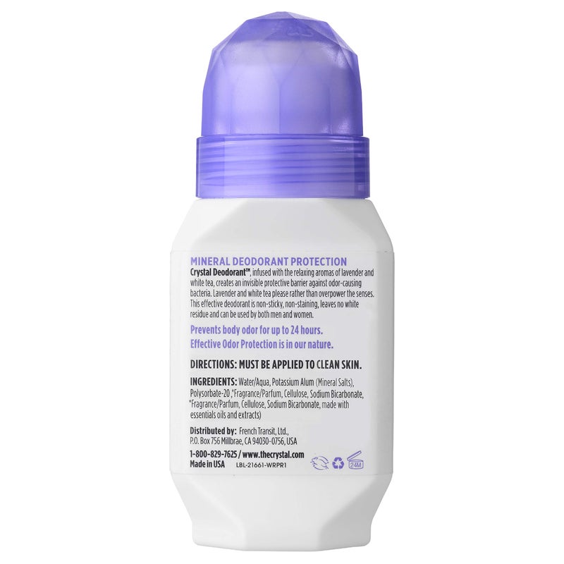 CRYSTAL ESSENCE CRYSTAL Deodorant Aluminum Free Mineral Deodorant Roll-On for Women & Men, Lavender & White Tea - Paraben Free - Certified Cruelty Free & Vegan Deodorant - Prevents Odor Up to 24 Hours ,2.25 Fl Oz (Pack of 3),21661-3 - Image 2