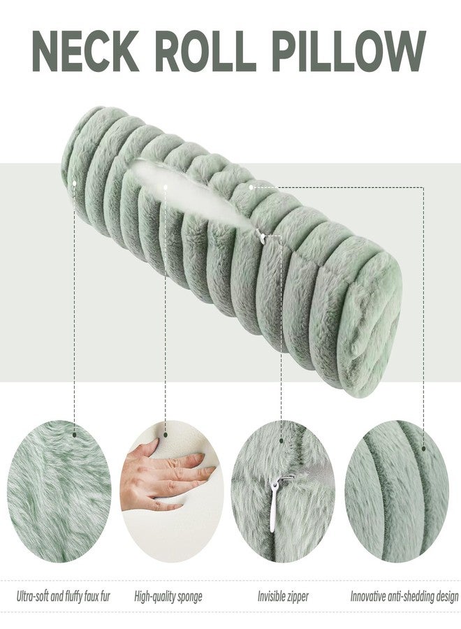 Beatvive Round Cervical Roll Cylinder Bolster Pillow, Cervical Neck Roll Sponge Pillow, Faux Fur Cylinder Pillows, Neck Pillow for Sleeping for Head, Neck, Back, and Legs (Dark Gray) - Image 2