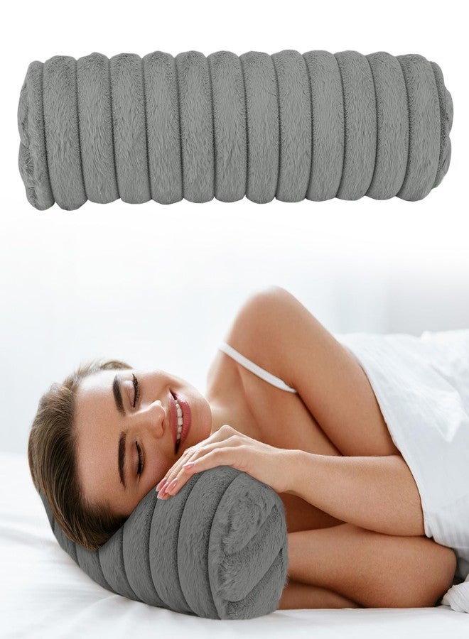 Beatvive Round Cervical Roll Cylinder Bolster Pillow, Cervical Neck Roll Sponge Pillow, Faux Fur Cylinder Pillows, Neck Pillow for Sleeping for Head, Neck, Back, and Legs (Dark Gray) - Image 1