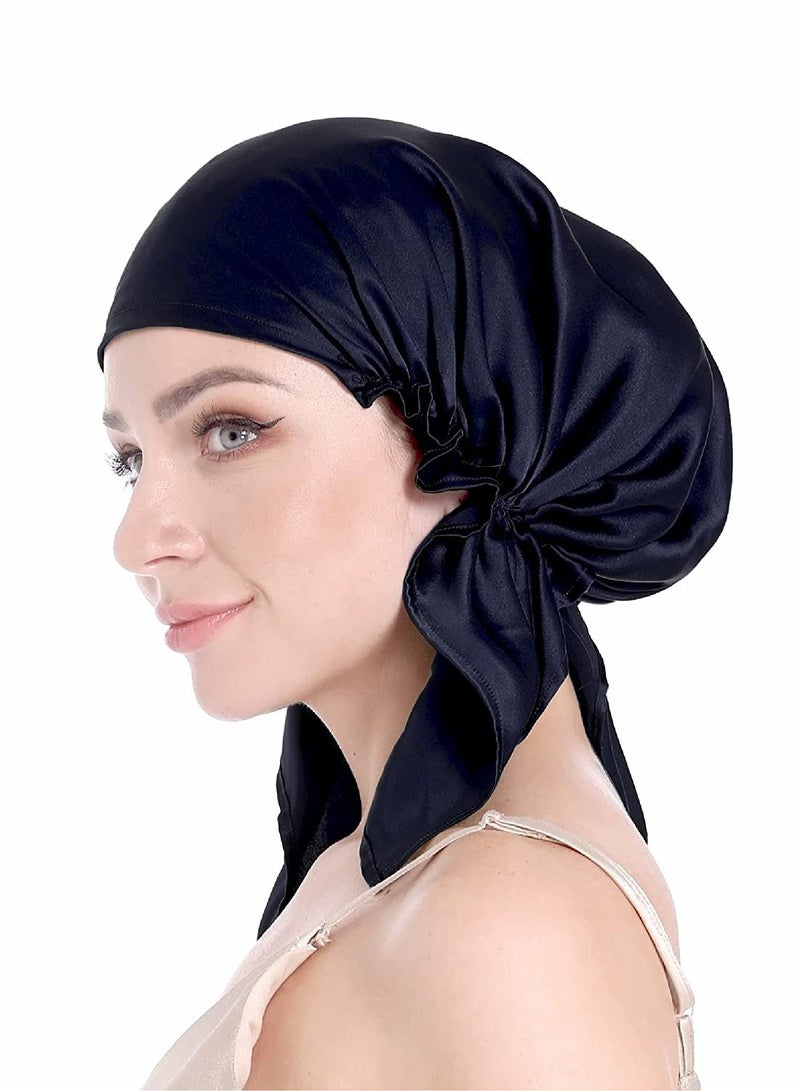 NIBEMINENT Silk Sleep Cap Bonnet for Sleeping Hair with Tie Band 100% Curly Wrap Care - Image 1