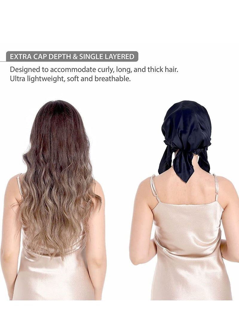 NIBEMINENT Silk Sleep Cap Bonnet for Sleeping Hair with Tie Band 100% Curly Wrap Care - Image 3