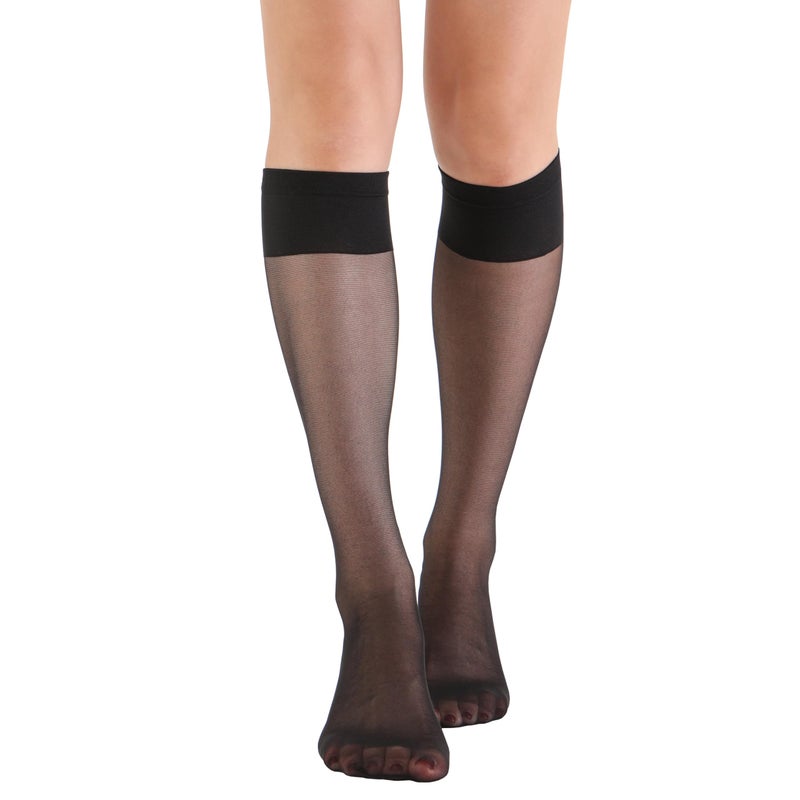 EVERSWE 6 Pairs Women's Sheer Knee High Stockings 15D (Black,One Size) - Image 4