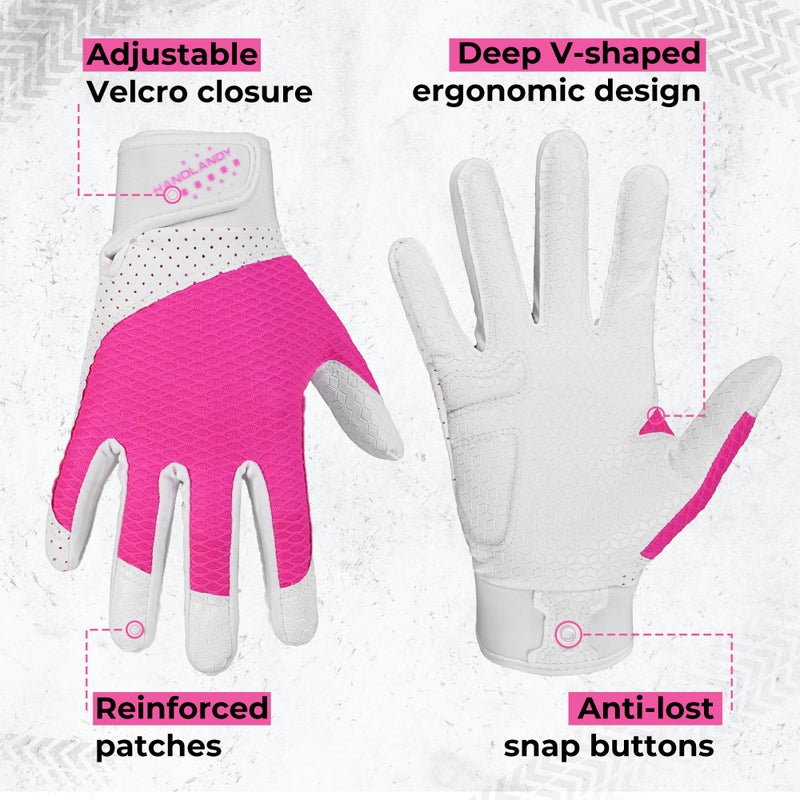HANDLANDY Baseball Batting Gloves for Adult Youth, Grip Breathable Softball Batting Gloves Fit Men Kids Boys Girls (Pink-Kids, Kids Medium) - Image 4