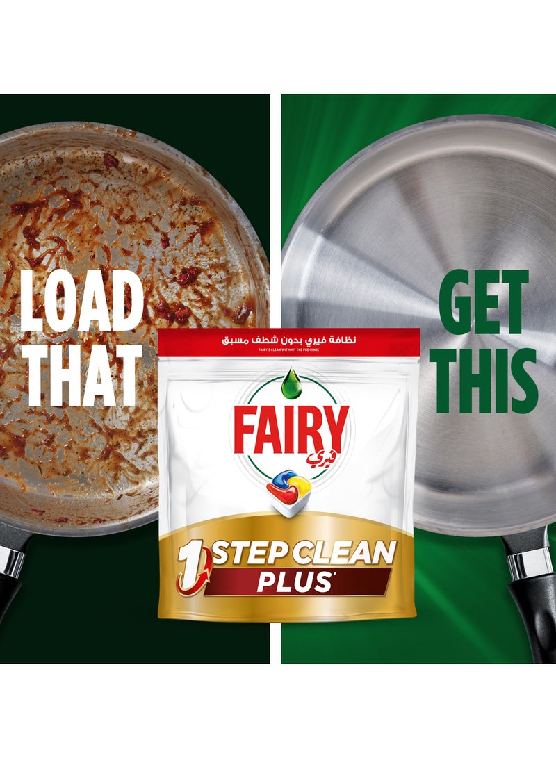 Fairy 1 Step Clean Plus Automatic Dishwasher Tablets Lemon Scent 50 Capsules  - Image 2