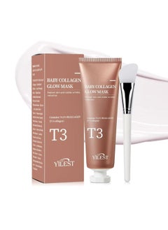 T3 T3 Collagen Mask, Baby Collagen Glow Mask, Collagen Peel Off Mask, Hydrating Mask for Anti-Wrinkle, Anti-Aging, Pore Tightening, Firming Lifting Glowy Skin  - Image 1