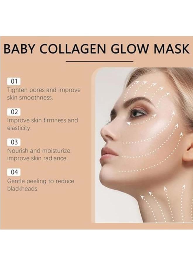 T3 - T3 Collagen Mask, Baby Collagen Glow Mask, Collagen Peel Off Mask, Hydrating Mask for Anti-Wrinkle, Anti-Aging, Pore Tightening, Firming Lifting Glowy Skin - Image 1
