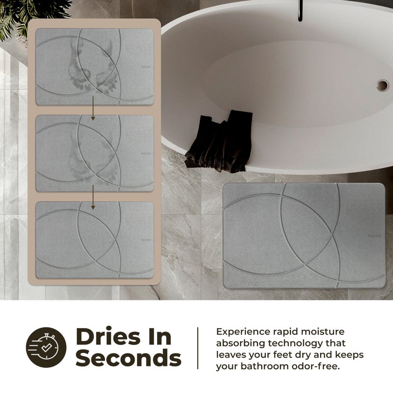 TOSORO - Stone Bath Mat Diatomaceous Earth Shower Mat Non-Slip Super Absorbent Diatomite Stone Bath Mats for Bathroom Floor Quick Drying Natural Easy to Clean (23.5 x 15) - Graphite - Image 3