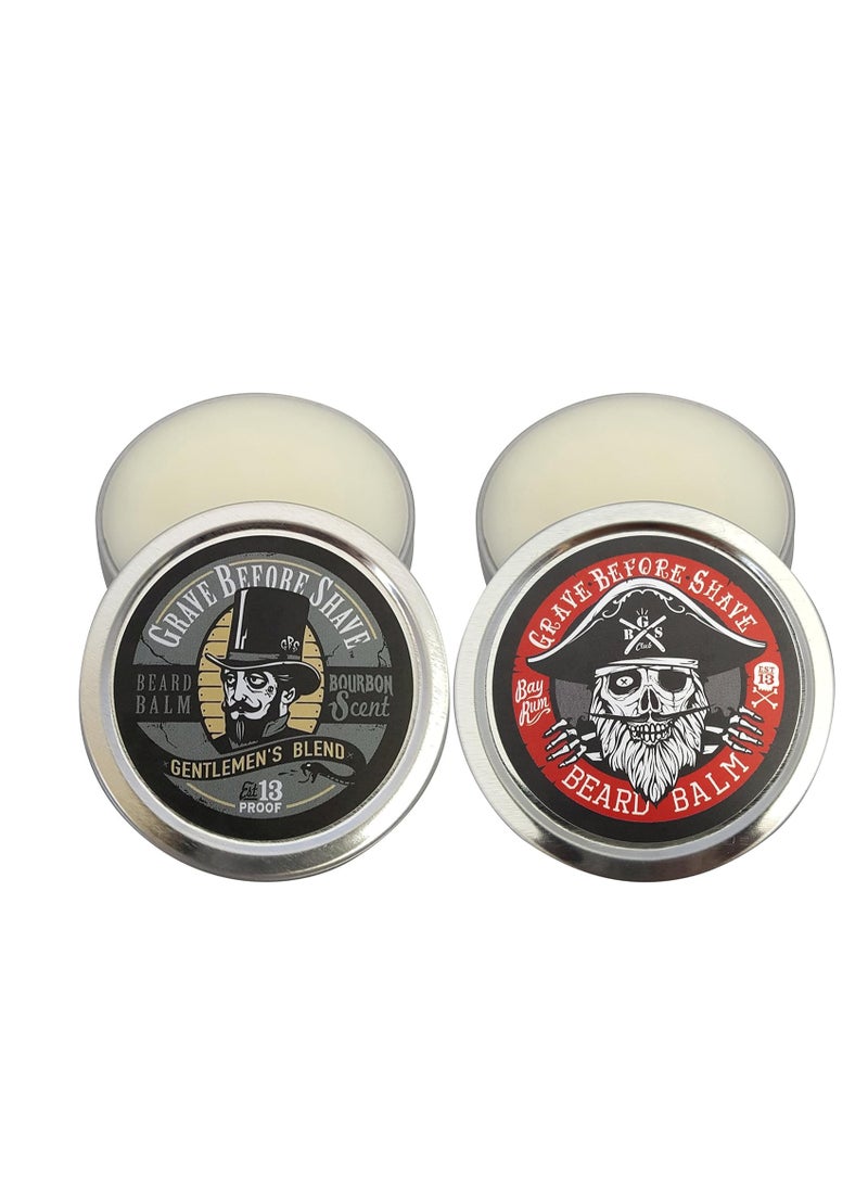 GRAVE BEFORE SHAVE Top Shelf Bourbon & Bay Rum Beard Balm Dual Pack - Image 1