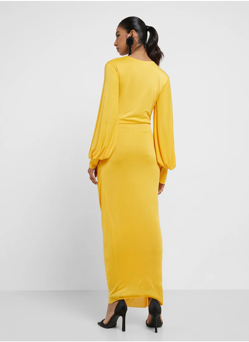 Virgos Lounge Puff sleeve V-neck dress