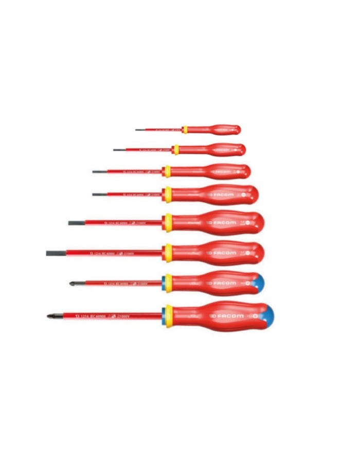 Facom 8 Piece 1000V Insulated Slotted & Pozi Screwdriver Set