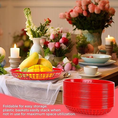 GothaBach 50 Pack Plastic Fast Food Baskets - Bread Fry Baskets Serving Tray for Hot Dogs, Chicken, Burgers, Sandwiches, Fries (Red) - Image 5