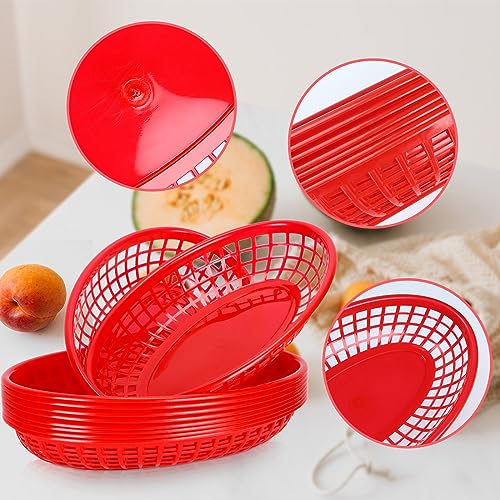 GothaBach 50 Pack Plastic Fast Food Baskets - Bread Fry Baskets Serving Tray for Hot Dogs, Chicken, Burgers, Sandwiches, Fries (Red) - Image 3