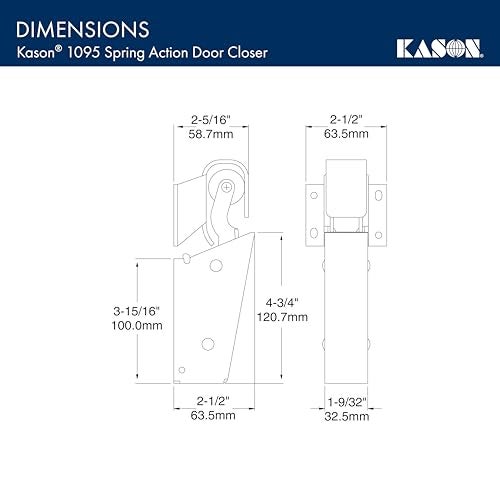 Kason 1095 Spring Action Door Closer with Adjustable Wide Hook 7/8 to 1 5/8 Inch Offset, 11095000013_11094000027 - Image 5