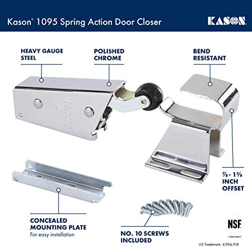 Kason 1095 Spring Action Door Closer with Adjustable Wide Hook 7/8 to 1 5/8 Inch Offset, 11095000013_11094000027 - Image 2