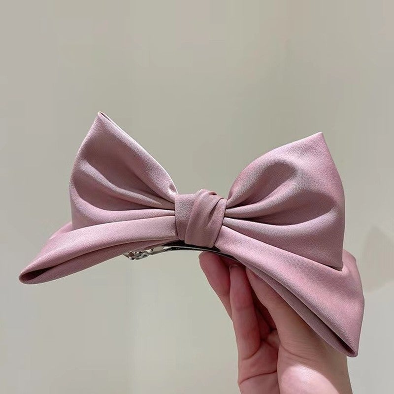 Generic 25 Summer Explosions Korean Satin Bow Hairpin Womens Large Ribbon Back Head Top Hair Accessories Cross-border Hot Sale B- 2156-2 pink 19cm