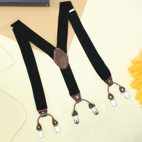 Peluche Novelist Charmer Black Coloured 3.5cm Strap Width Elastic Suspenders for Men - Image 2