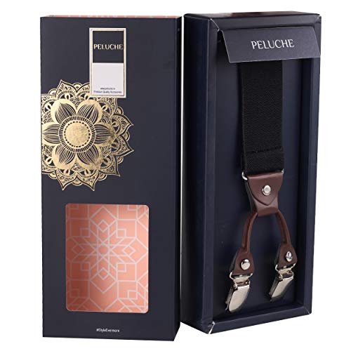 Peluche Novelist Charmer Black Coloured 3.5cm Strap Width Elastic Suspenders for Men - Image 4
