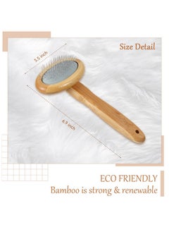 Patelai Sheepskin Wool Brush Stainless Steel Pins Bamboo Slicker Carding Rug Comb Macrame Brush Fur Brushes Wool Carding Brushes with Long Prongs for Unmat Fur Rugs Pillows Short Hair Pet Grooming Deshedding  - Image 3