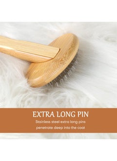 Patelai Sheepskin Wool Brush Stainless Steel Pins Bamboo Slicker Carding Rug Comb Macrame Brush Fur Brushes Wool Carding Brushes with Long Prongs for Unmat Fur Rugs Pillows Short Hair Pet Grooming Deshedding  - Image 2