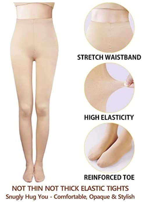 Klassik Since 1993 | Opaque Soft Stockings for Women & Girls |Poly Cotton High Waisted Thigh | Stretch, Breathable & Comfortable for Everyday Wear | Perfect Pair with Shorts, Dresses & Shirts -Skin-M - Image 2