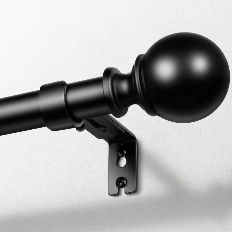 Zeerobee Curtain Rods for Windows 66 to 120, 1 Inch Adjustable Heavy Duty Black Curtain Rod, Outdoor Indoor Room Divider Modern Drapery Pole, 66-120" - Image 1